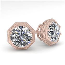 1.50 CTW VS/SI Diamond Stud Solitaire Earrings 18K Rose Gold - REF-311T3M - 35966