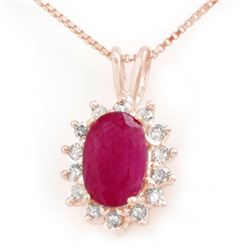 1.90 CTW Ruby & Diamond Pendant 14K Rose Gold - REF-32N8Y - 13974