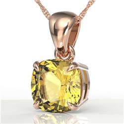 1.50 Cushion Cut CTW Citrine Designer Solitaire Necklace 14K Rose Gold - REF-20K2W - 21937