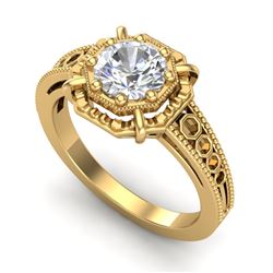 1 CTW VS/SI Diamond Solitaire Art Deco Ring 18K Yellow Gold - REF-318A3X - 36874