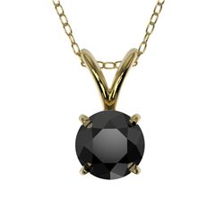 0.50 CTW Fancy Black VS Diamond Solitaire Necklace 10K Yellow Gold - REF-16X5T - 33158