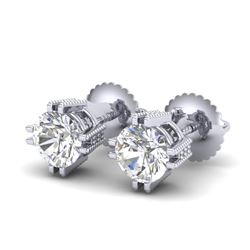 1.07 CTW VS/SI Diamond Solitaire Art Deco Stud Earrings 18K White Gold - REF-200K2W - 36911