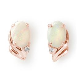 1.03 CTW Opal & Diamond Earrings 14K Rose Gold - REF-16N9Y - 12882