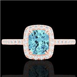 1.25 CTW Sky Blue Topaz & Micro Pave VS/SI Diamond Halo Ring 10K Rose Gold - REF-34X5T - 22913