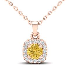 0.38 CTW Citrine & Micro VS/SI Diamond Heart Necklace Halo 14K Rose Gold - REF-25K8W - 21304