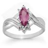Image 1 : 0.51 CTW Amethyst & Diamond Ring 10K White Gold - REF-14W8F - 12449
