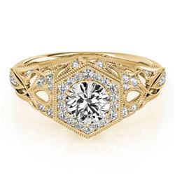0.9 CTW Certified VS/SI Diamond Solitaire Halo Ring 18K Yellow Gold - REF-145H5A - 26864