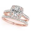 Image 1 : 2.05 CTW Certified VS/SI Diamond 2Pc Wedding Set Solitaire Halo 14K Rose Gold - REF-414W2F - 30721