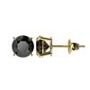 Image 2 : 1.61 CTW Fancy Black VS Diamond Solitaire Stud Earrings 10K Yellow Gold - REF-36W2F - 36614