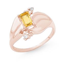 0.72 CTW Citrine & Diamond Ring 10K Rose Gold - REF-24K2W - 13185