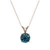 Image 4 : 1 CTW Certified Intense Blue SI Diamond Solitaire Necklace 10K Rose Gold - REF-111M2H - 33189