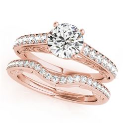 1.61 CTW Certified VS/SI Diamond Solitaire 2Pc Wedding Set 14K Rose Gold - REF-389N5Y - 31761