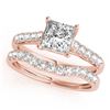 Image 1 : 1.21 CTW Certified VS/SI Princess Diamond 2Pc Wedding Set 14K Rose Gold - REF-166M2H - 32073