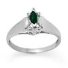 Image 1 : 0.22 CTW Emerald & Diamond Ring 10K White Gold - REF-14W2F - 12280