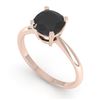 Image 2 : 3.0 CTW Cushion Black Diamond Engagement Designer Ring Size 7 14K Rose Gold - REF-87H5A - 38484
