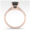 Image 4 : 3.0 CTW Cushion Black Diamond Engagement Designer Ring Size 7 14K Rose Gold - REF-87H5A - 38484