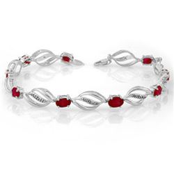 5.10 CTW Ruby & Diamond Bracelet 14K White Gold - REF-89K3W - 10662