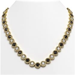 35.55 CTW Black & White Diamond Designer Necklace 18K Yellow Gold - REF-3583Y3K - 42697