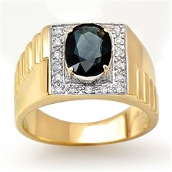 2.65 CTW Blue Sapphire & Diamond Men's Ring 10K Yellow Gold - REF-50N2Y - 13485