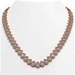 42.11 CTW Pear Diamond Designer Necklace 18K Rose Gold - REF-7805Y3K - 42822