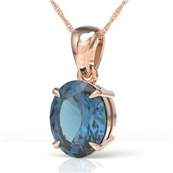 3.50 CTW London Blue Topaz Designer Solitaire necklace 14K Rose Gold - REF-31M3H - 21868