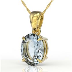 3.50 CTW Sky Blue Topaz Designer Inspired Solitaire Necklace 18K Yellow Gold - REF-29M3H - 21887