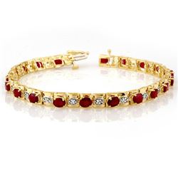 6.09 CTW Ruby & Diamond Bracelet 10K Yellow Gold - REF-94A5X - 10590