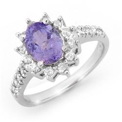 2.40 CTW Tanzanite & Diamond Ring 14K White Gold - REF-82T4M - 14365