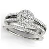 Image 1 : 0.89 CTW Certified VS/SI Diamond 2Pc Set Solitaire Halo 14K White Gold - REF-120A8X - 31026