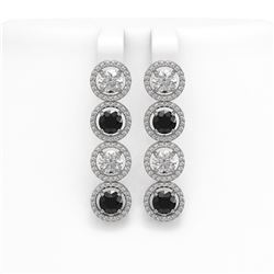 6.22 CTW Black & White Diamond Designer Earrings 18K White Gold - REF-635W6F - 42701