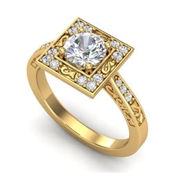 1.1 CTW VS/SI Diamond Art Deco Ring 18K Yellow Gold - REF-180W2F - 37267