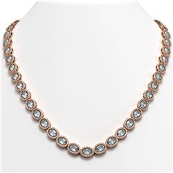 33.25 CTW Sky Topaz & Diamond Halo Necklace 10K Rose Gold - REF-501T5M - 40431