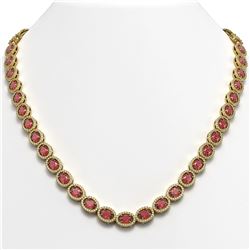 31.1 CTW Tourmaline & Diamond Halo Necklace 10K Yellow Gold - REF-600H2A - 40420