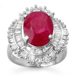 6.15 CTW Ruby & Diamond Ring 18K White Gold - REF-222M8H - 13130