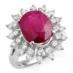 7.21 CTW Ruby & Diamond Ring 14K White Gold - REF-150T9M - 13210