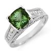 Image 1 : 3.0 CTW Green Tourmaline & Diamond Ring 18K White Gold - REF-103M3H - 11772