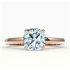 Image 1 : 1.50 CTW Cushion Cut Aquamarine Designer Solitaire Engagement Ring 14K Rose Gold - REF-27H6A - 22131