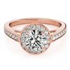 Image 1 : 0.9 CTW Certified VS/SI Diamond Solitaire Halo Ring 18K Rose Gold - REF-122M2H - 26561