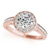 Image 2 : 0.9 CTW Certified VS/SI Diamond Solitaire Halo Ring 18K Rose Gold - REF-122M2H - 26561
