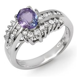 1.50 CTW Tanzanite & Diamond Ring 14K White Gold - REF-80W2F - 11886