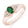 Image 1 : 0.63 CTW Emerald & Diamond Ring 14K Rose Gold - REF-38W2F - 12537
