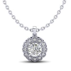 1.15 CTW VS/SI Diamond Solitaire Art Deco Stud Necklace 18K White Gold - REF-315M2H - 37055