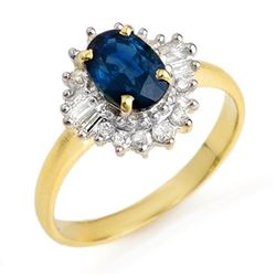 1.72 CTW Blue Sapphire & Diamond Ring 10K Yellow Gold - REF-44Y5K - 12500