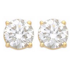 2.0 CTW Certified VS/SI Diamond Solitaire Stud Earrings 14K Yellow Gold - REF-480K8W - 13536