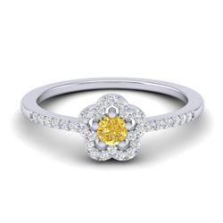 0.40 CTW Citrine & Micro VS/SI Diamond Ring Moon Halo In 10K White Gold - REF-20F8N - 21411