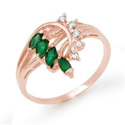 0.55 CTW Emerald & Diamond Ring 14K Rose Gold - REF-24M5H - 13020
