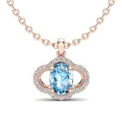 2 CTW Sky Blue Topaz & Micro Pave VS/SI Diamond Necklace 10K Rose Gold - REF-30F2N - 20624