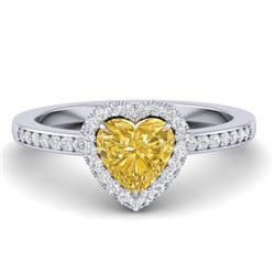 1 CTW Citrine & Micro Pave Ring Heart Halo 14K White Gold - REF-34X9T - 21403