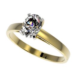 1 CTW Certified VS/SI Quality Oval Diamond Solitaire Ring 10K Yellow Gold - REF-297H2A - 32993