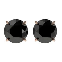 2 CTW Fancy Black VS Diamond Solitaire Stud Earrings 10K Rose Gold - REF-40T9M - 33084